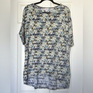 LuLaRoe Floral Print Top - Blue and Yellow